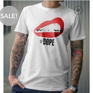 White Graphic T-Shirt with Red Lips Design